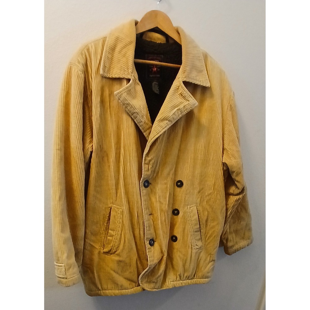 American Eagle Oversized Corduroy Coat Shearling Sherpa Lined Men's Medium Beige